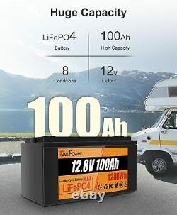 12V100AH Lithium Iron LIFEPO4 BMS Low Temp SOLAR RV BOAT OFFGRID GOLF CART