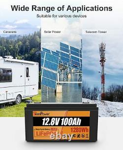 12V100AH Lithium Iron LIFEPO4 BMS Low Temp SOLAR RV BOAT OFFGRID GOLF CART