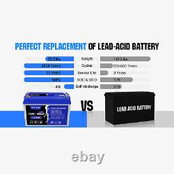 12V 100AH LiFePO4 Lithium Battery Rechargeable BMS for RV Solar Panel Golf cart