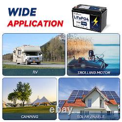 12V 100AH LiFePO4 Lithium Battery Rechargeable BMS for RV Solar Trolling Motor