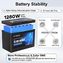 12V 100AH LifePO4 Lithium Battery Deep Cycle for Golf Cart/Solar/Off-grid/RV