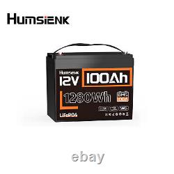 12V 100Ah 1280Wh LiFePO4 Lithium Battery Deep Cycle BMS For RV Marine Golf Carts
