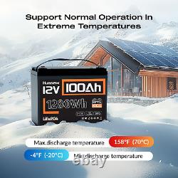 12V 100Ah 1280Wh LiFePO4 Lithium Battery Deep Cycle BMS For RV Marine Golf Carts