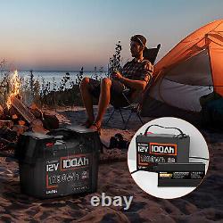 12V 100Ah 1280Wh LiFePO4 Lithium Battery Deep Cycle BMS For RV Marine Golf Carts