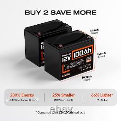 12V 100Ah 1280Wh LiFePO4 Lithium Battery Deep Cycle BMS For RV Marine Golf Carts