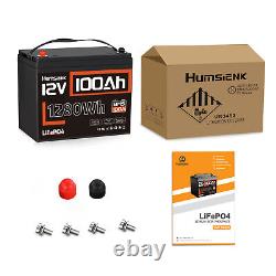 12V 100Ah 1280Wh LiFePO4 Lithium Battery Deep Cycle BMS For RV Marine Golf Carts