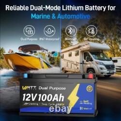 12V 100Ah Dual Purpose LiFePO4 Marine Starting Battery For Outboard Motor IP67