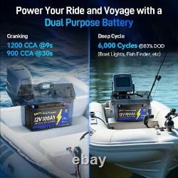 12V 100Ah Dual Purpose LiFePO4 Marine Starting Battery For Outboard Motor IP67