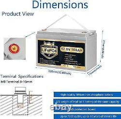 12V 100Ah LiFePO4 Deep Cycle Lithium Battery With100A for RV Solar System Off-grid