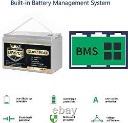 12V 100Ah LiFePO4 Deep Cycle Lithium Battery With100A for RV Solar System Off-grid