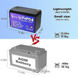12V 100Ah LiFePO4 Lithium Battery Deep Cycle Rechargeable for Solar RV Boat BMS