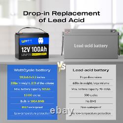12V 100Ah LiFePO4 Lithium Battery with 20A Charger BMS RV Solar Panel Off-grid