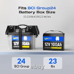 12V 100Ah LiFePO4 Lithium Battery with 20A Charger BMS RV Solar Panel Off-grid
