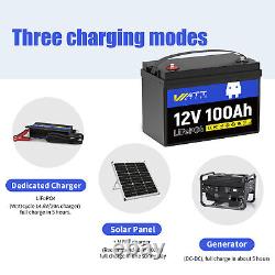 12V 100Ah LiFePO4 Lithium Battery with 20A Charger BMS RV Solar Panel Off-grid