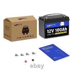 12V 100Ah LiFePO4 Lithium Battery with 20A Charger BMS RV Solar Panel Off-grid