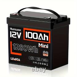 12V 100Ah Mini LiFePO4 Lithium Battery 6000+ Cycles For RV Marine Solar Off-grid