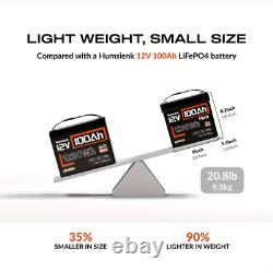 12V 100Ah Mini LiFePO4 Lithium Battery 6000+ Cycles For RV Marine Solar Off-grid