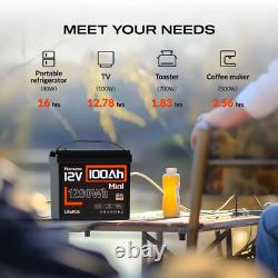 12V 100Ah Mini LiFePO4 Lithium Battery 6000+ Cycles For RV Marine Solar Off-grid