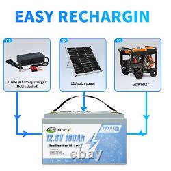 12V 100Ah Smart LiFePO4 Lithium Battery BMS for RV Marine Solar Trolling Motor