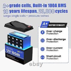 12V 12Ah 50Ah 100Ah LiFePO4 Lithium Battery Deep Cycle BMS For RV Solar Off-grid