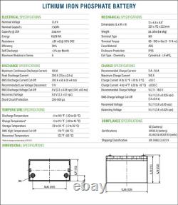 12V 150Ah Rechargeable Battery Pack Lithium LiFePO4 For Yacht Golf Cart Solar RV