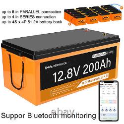 12V 200AH LiFePO4 Deep Cycle Bluetooth Lithium Battery for RV Golf Cart Home VAN