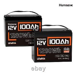 12V 200Ah/ 2 Pack 100Ah LiFePO4 Lithium Battery Deep Cycle BMS Solar RV Off-grid