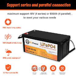 12V 200Ah Lithium LiFePO4 Battery Pack BMS for Golf Cart Marine RV Solar System