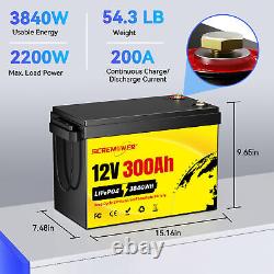 12V 24V 36V 48V 100Ah 200Ah 300Ah LiFePO4 Lithium Battery BMS DeepCycle Solar RV
