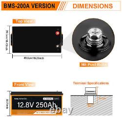 12V 250AH LiFePO4 200A BMS Bluetooth Lithium Battery Low Temp Golf Cart Home