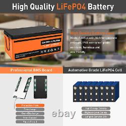 12V 300AH LiFePO4 Deep Cycle Lithium Battery RV Marine Off-Grid Solar Golf Cart
