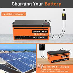 12V 300AH LiFePO4 Deep Cycle Lithium Battery RV Marine Off-Grid Solar Golf Cart