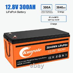 12V 300Ah LiFePO4 Lithium Iron Battery Deep Cycle For RV Solar Panel Golf Cart