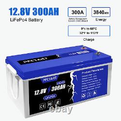 12V 300Ah LiFePO4 Lithium Iron Battery Deep Cycle For RV Solar Panel Golf Cart