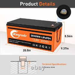 12V 300Ah LiFePO4 Lithium Iron Battery Deep Cycle For RV Solar Panel Golf Cart