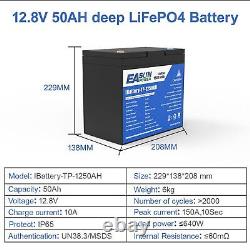 12V 50Ah 100Ah Lithium Battery LiFePO4 Rechargeable 3000+ Deep Cycle BMS Home RV