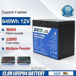 12V 50Ah Lithium Battery LiFePO4 Rechargeable 2000+ Deep Cycle BMS Home RV US