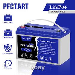 12.8V 100Ah LiFePO4 BMS Cycle Lithium Battery for RV Solar Camping Golf Cart US