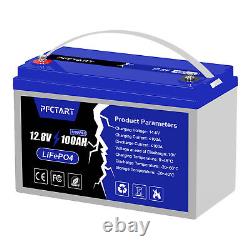 12.8V 100Ah LiFePO4 BMS Cycle Lithium Battery for RV Solar Camping Golf Cart US