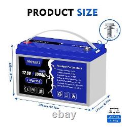 12.8V 100Ah LiFePO4 BMS Cycle Lithium Battery for RV Solar Camping Golf Cart US