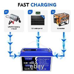 12.8V 100Ah LiFePO4 BMS Cycle Lithium Battery for RV Solar Camping Golf Cart US