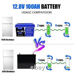 12.8V 100Ah LiFePO4 BMS Cycle Lithium Battery for RV Solar Camping Golf Cart US