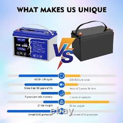 12.8V 100Ah LiFePO4 BMS Cycle Lithium Battery for RV Solar Camping Golf Cart US