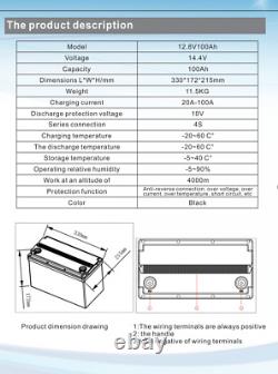 12v 100Ah LifePo4 Battery for Solar Panel RV Boat Golf Cart Off Grid Application