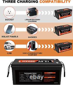 12v, 300ah Deep Cycle Lithium Ion Phosphate Battery LifePO4 200A BMS