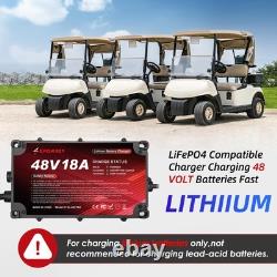 18AMP Golf Cart Lithium Charger 48 Volt/58.4V (51.2V) LiFePO4 Battery with O