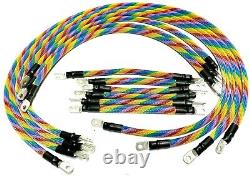 # 1 Awg HD Golf Cart Battery Cable 13 pc RAINBOW BRAIDED TXT E-Z-GO Set USA MADE