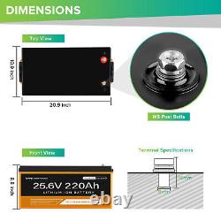 24V 220AH 200A BMS Lithium Battery Bluetooth Monitor for RV Home Solar Golf Cart