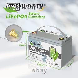 24V 60Ah Lithium LiFePO4 Battery BMS 6000+ Deep Cycle for Trolling Motor Marine