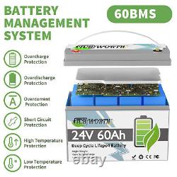 24V 60Ah Lithium LiFePO4 Battery BMS 6000+ Deep Cycle for Trolling Motor Marine